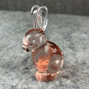 Vintage Silvestri Pink Art Glass Bunny Rabbit Easter Figurine Paperweight 5"